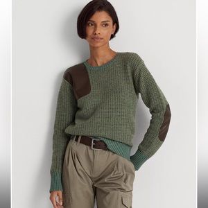 Ralph Lauren Faux-Leather-Trim Wool-Blend Sweater